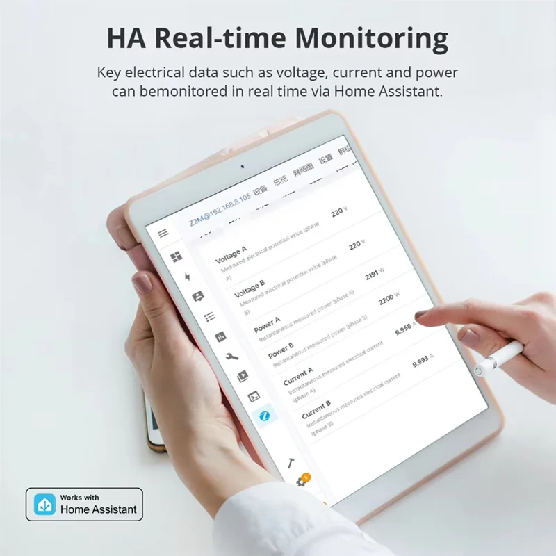 JABS-Tuya Zigbee Smart Energy Meter 2 Phase Max Real-Time Power Monitoring Capable Of Up To 120A With 2 Clamps