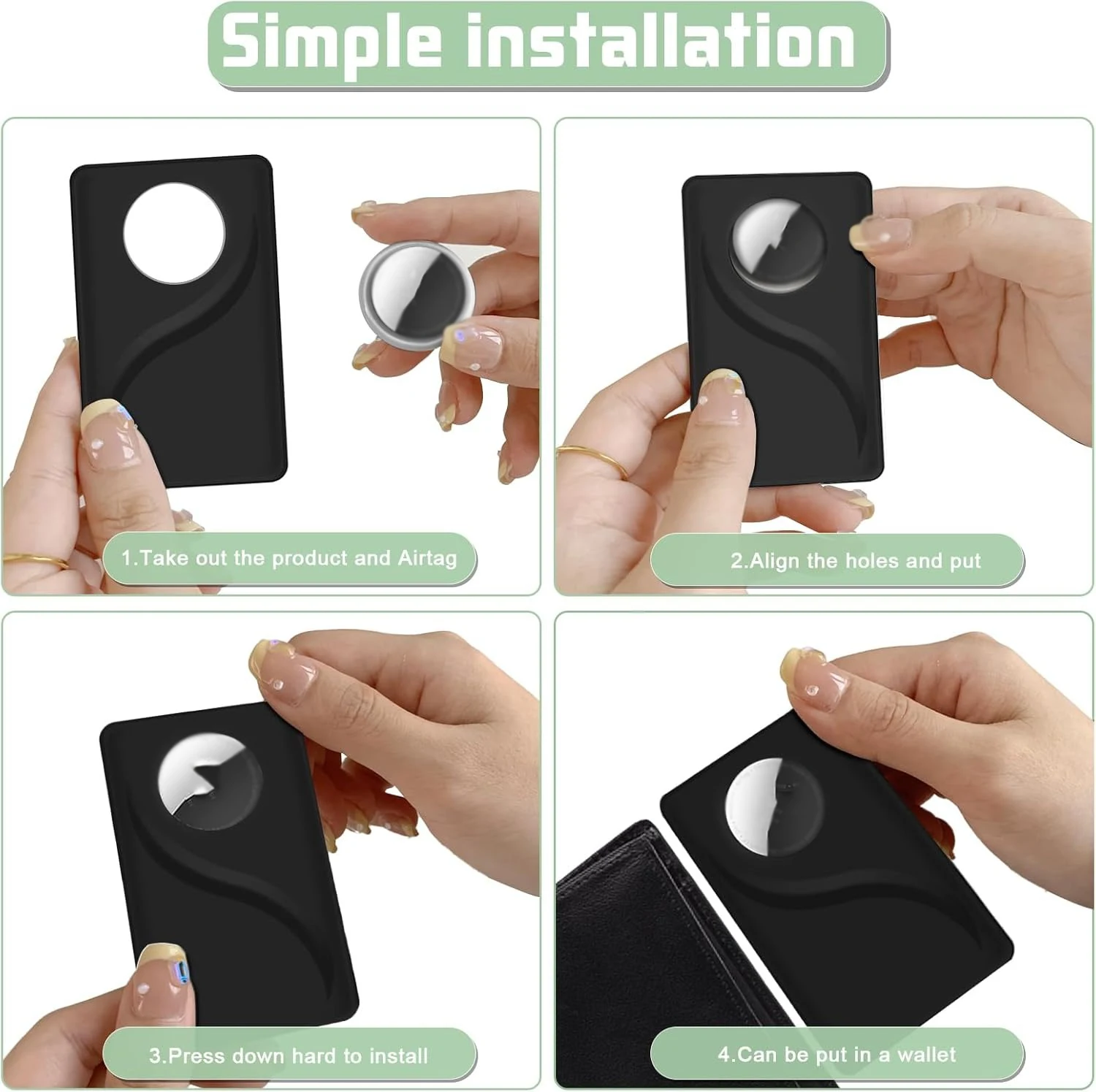 애플 에어태그 실리콘 보호 케이스 위치 추적기 분실 방지 장치 신용카드 홀더 에어태그 지갑 클립 포켓용
