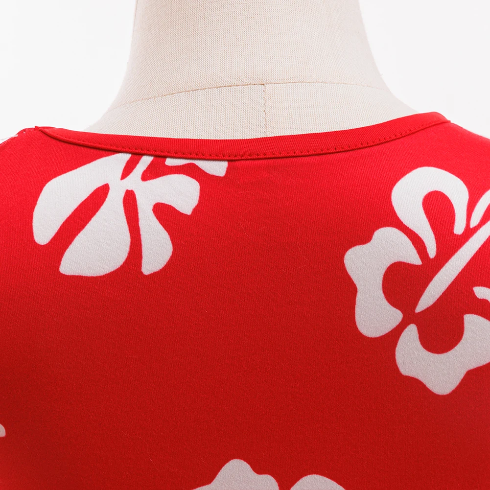 فستان للفتيات الصغيرات في هاواي ذو أوراق حمراء مع دبوس شعر على شكل زهرة Luau Flower Lei مجموعة لزي حفلات الهالوين للأطفال الصغار #5