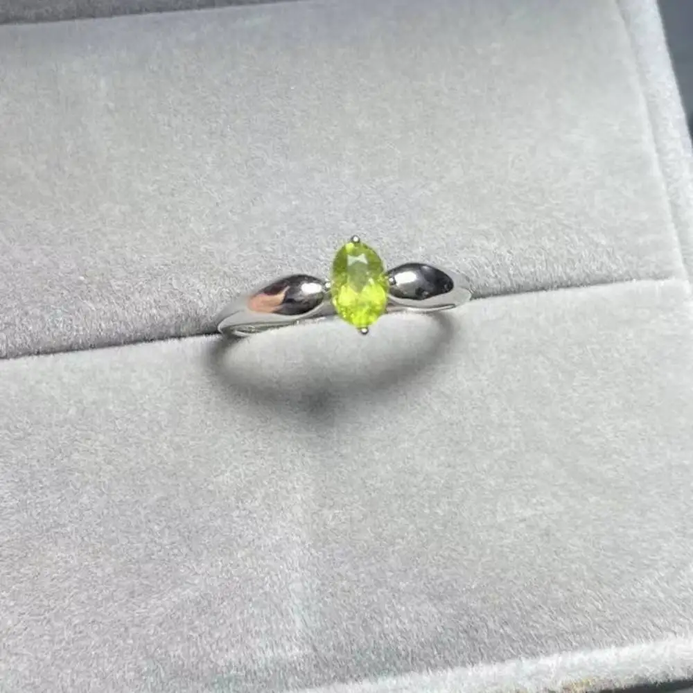 925 sterling silver natural apple green tourmaline adjustable ring for women ring for gift stone size approx4*6mm