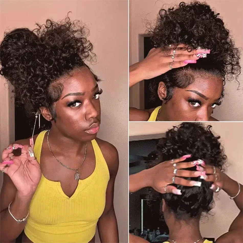 

Invisible Strap 360 Full Hd Lace Wig Kinky Curly Wave Human Hair Wig 36 Inch Lace Frontal Wig Drawstring 360 Curly Frontal Wig