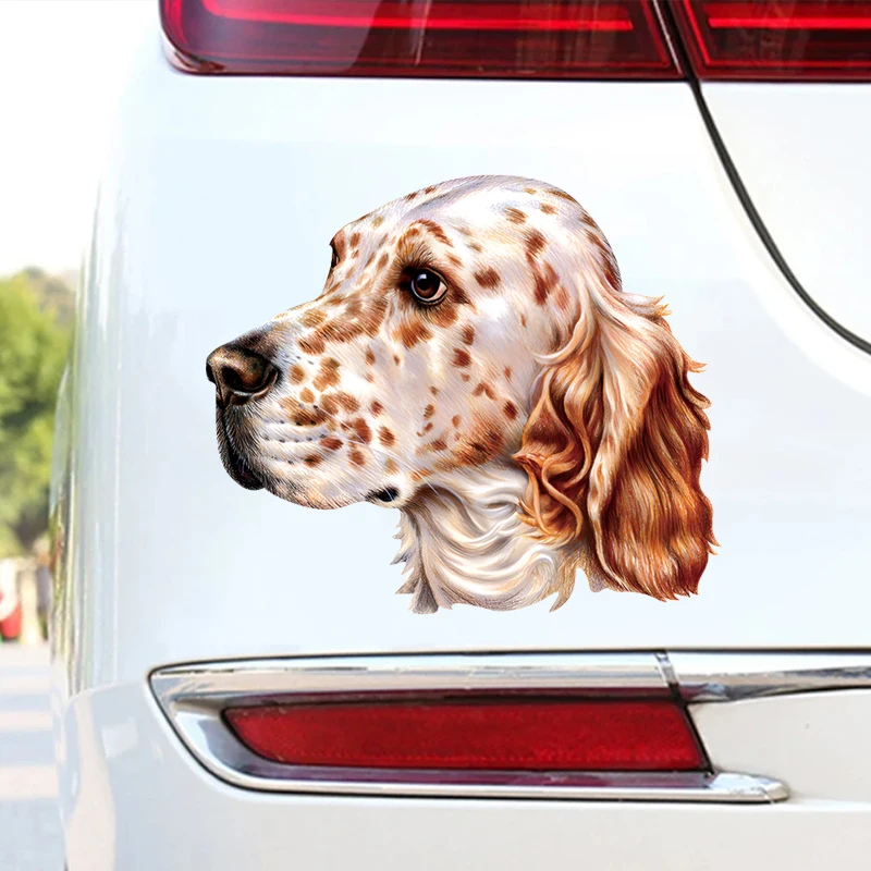 DK186#14x12cm English Setter Dog Car Stickers Scratch Covering Self-Adhesive Waterproof Decal Motorcycle Decorative Accessories