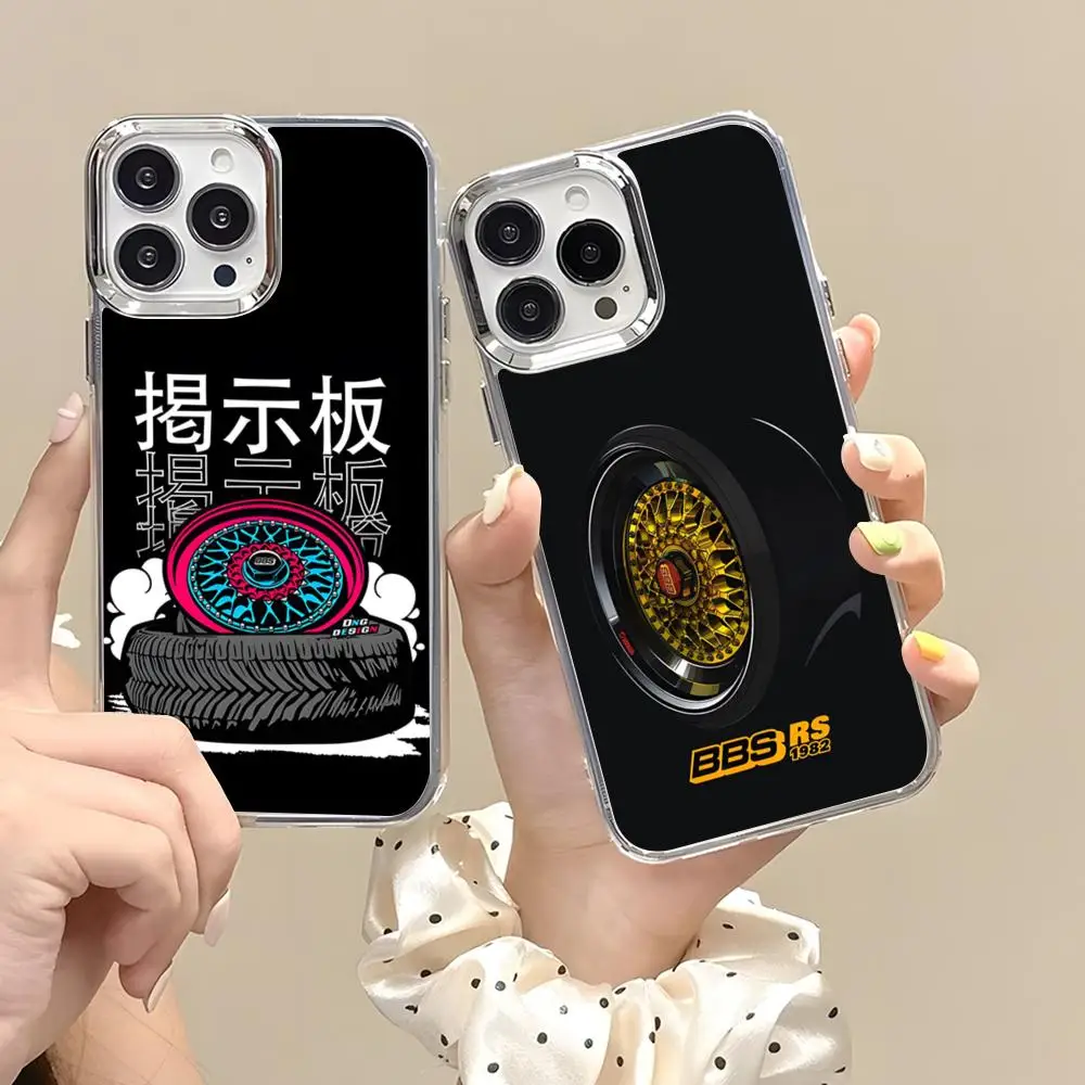 Funda Transparente Suave para Teléfono con Diseño de Ruedas BBS para iPhone 17 Air 16 15 14 13 12 11 Pro Pro Max Plus