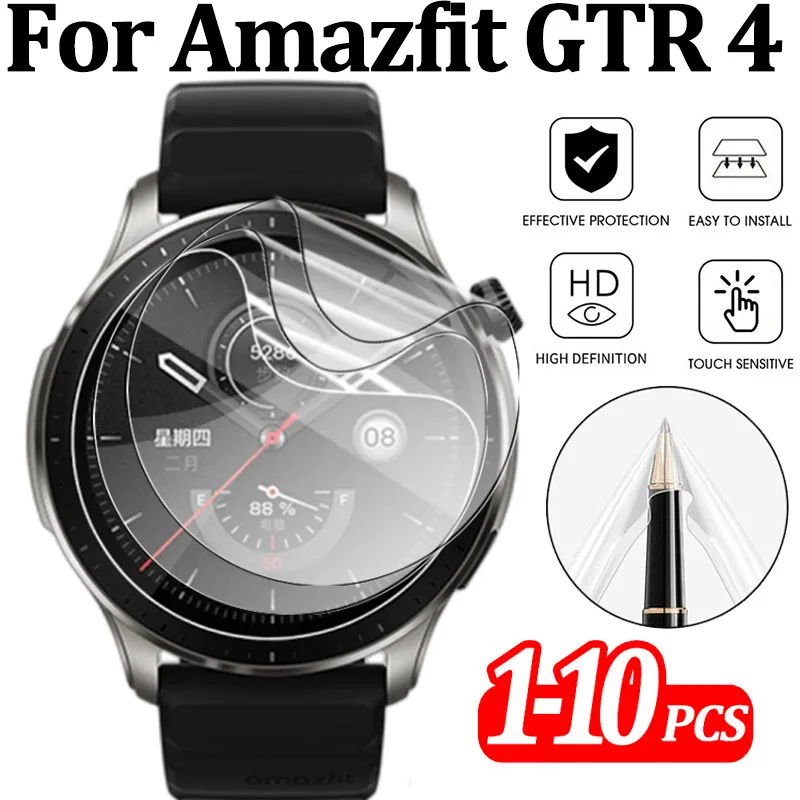 For Amazfit GTR 4 Screen Protective Film HD Transparent Scratch Resistant Soft Hydrogel Film for Huami Amazfit GTR 4 Accessories