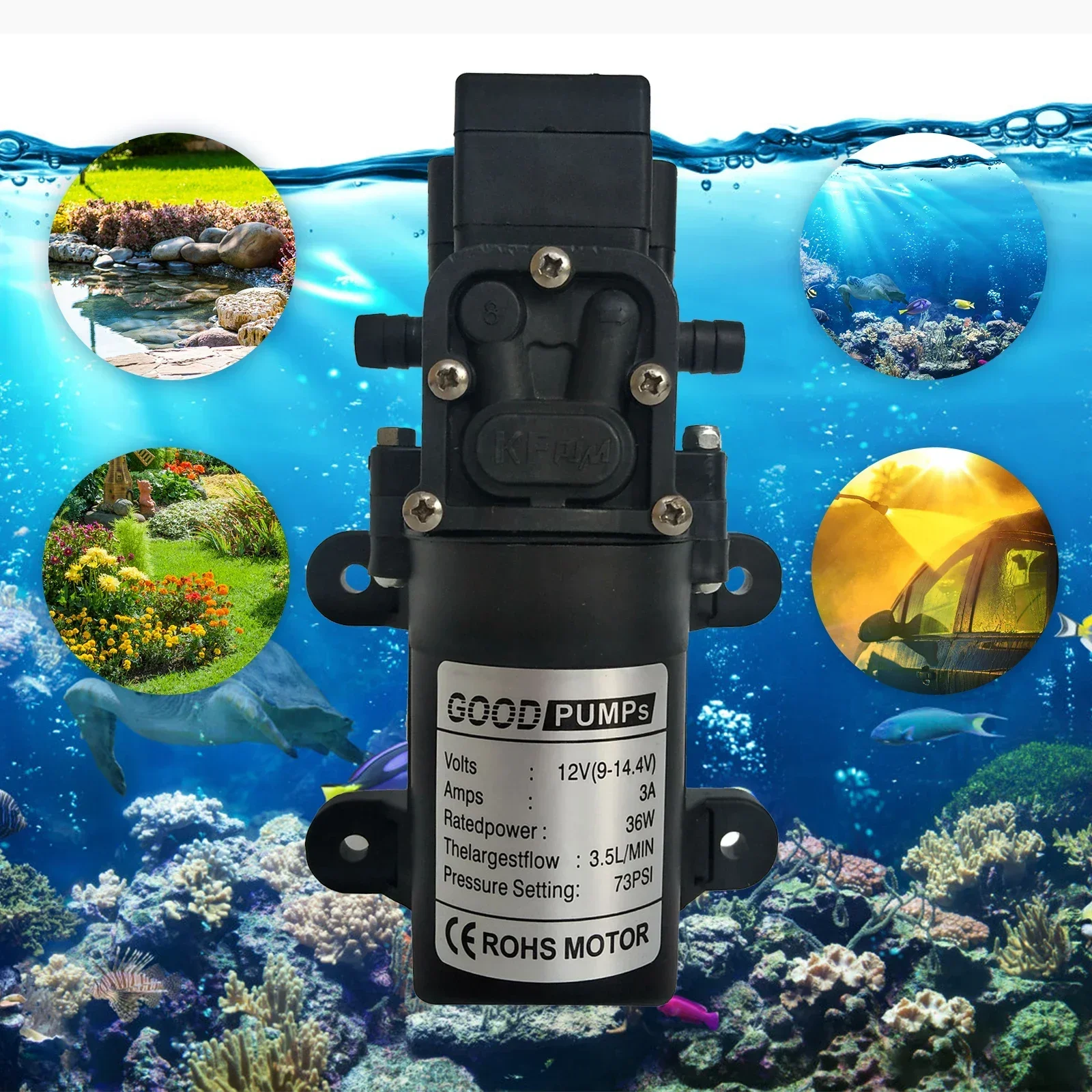 

Водяной насос 12 В, 100 Вт, 8 л/мин, 160 фунтов на квадратный дюйм, водяной насос, мембранный самовсасывающий насос высокого давления для оборудования подачи воды/мойки автомобиля