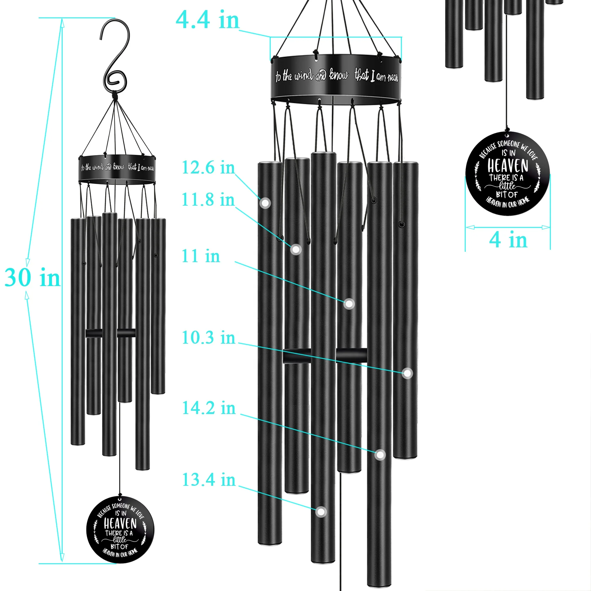 Memory wind chime wholesale DIY Round Disc Custom Personalized Memorial Sympathy Gifts