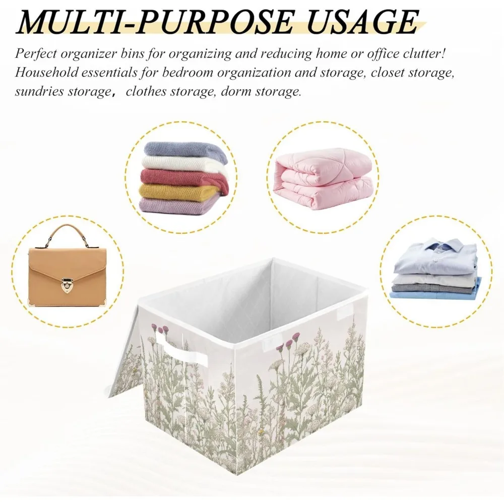 صناديق تخزين الأعشاب والزهور البرية متعددة الألوان على الطراز العتيق مع أغطية ومقابض، منظمات قابلة للطي