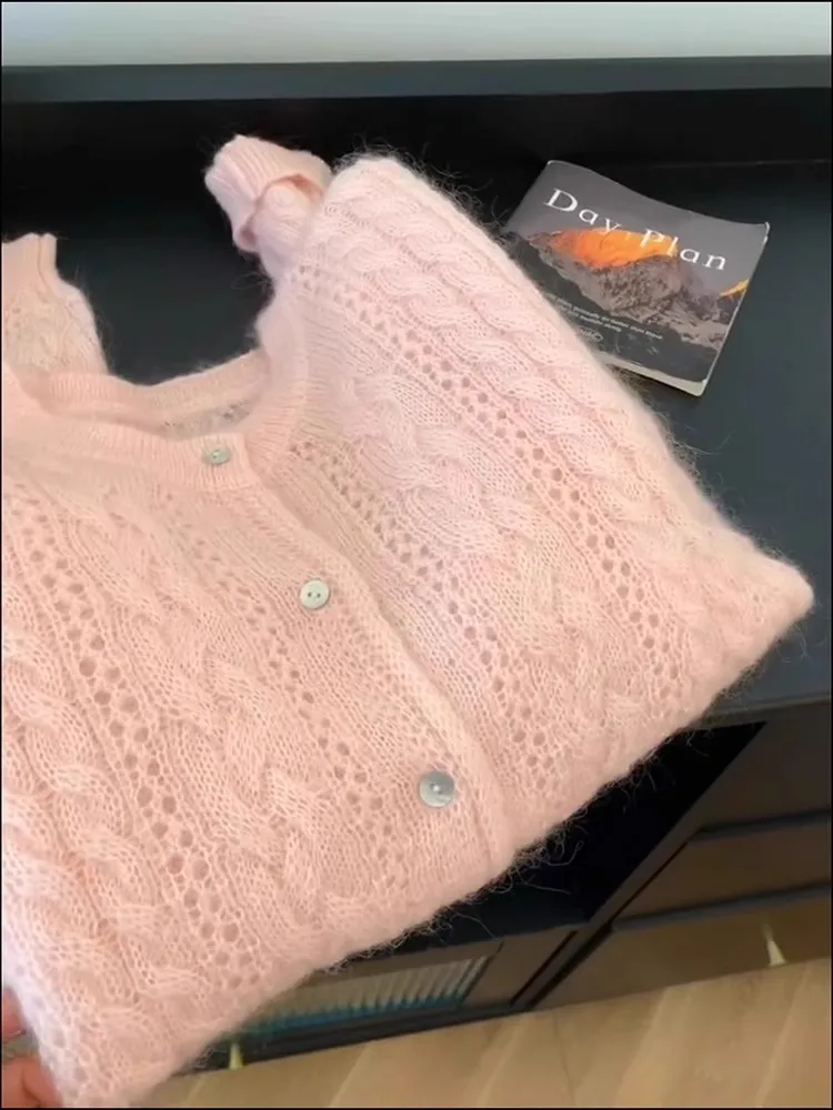 Sweet Knitted Cardigan Women Autumn New Korean Fashion Leisure Versatile Long Sleeve Sweater O-neck Tops