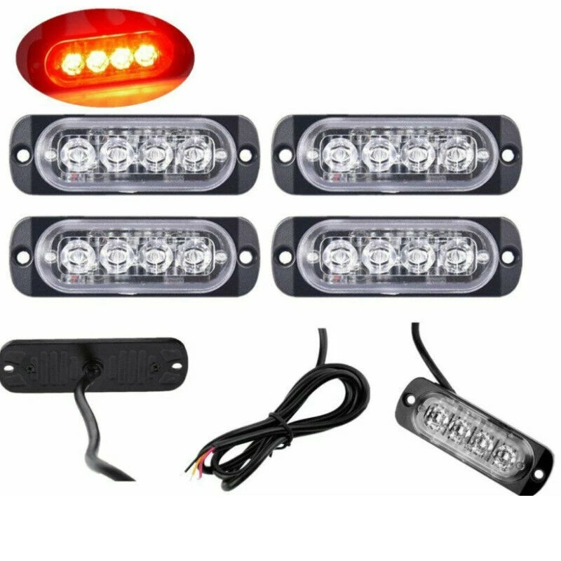 

4pcs Universal Led Lights 12V-24V 4 LED Side Light Warning Lights For Car Truck Jeep Off-Road Vehicle