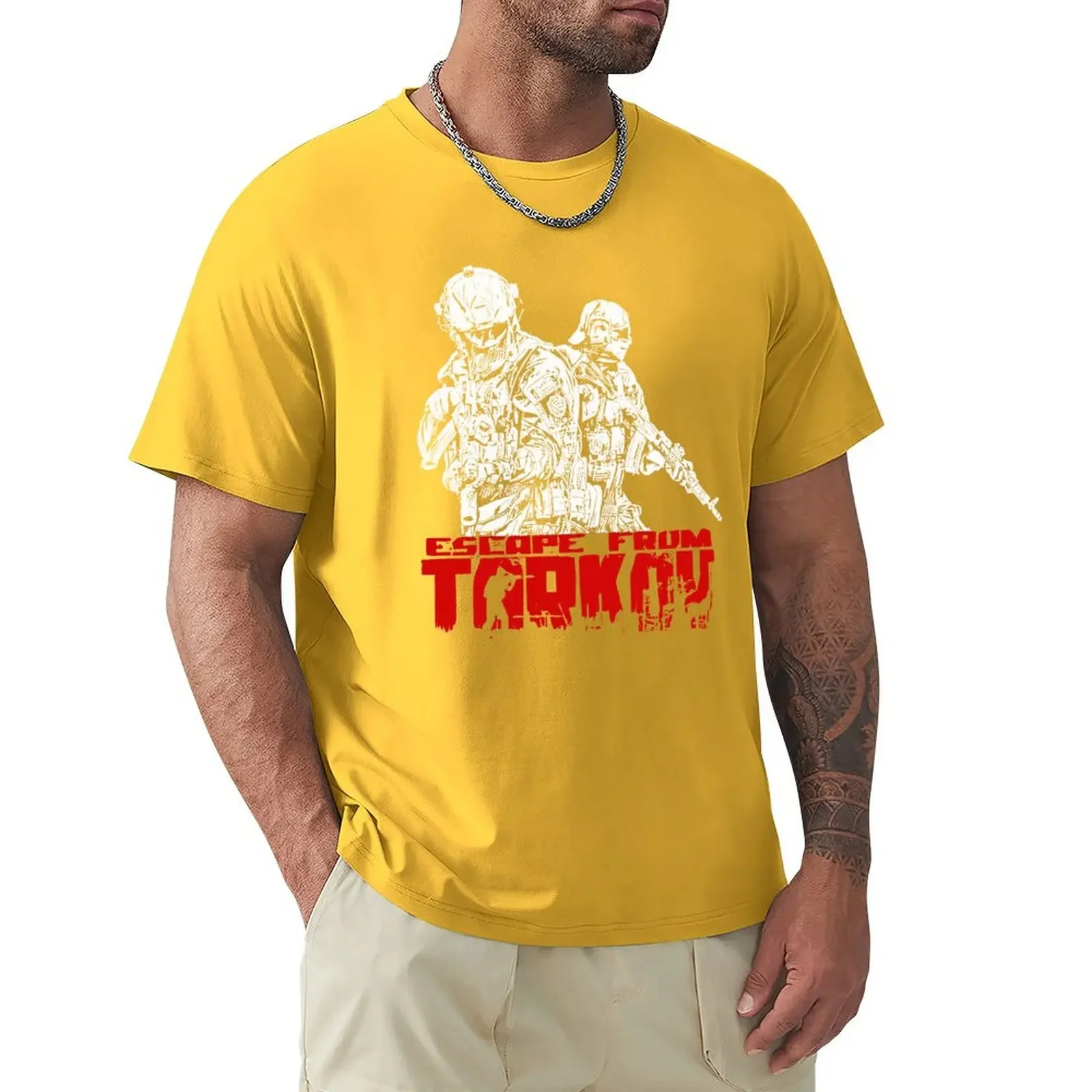 Escape From Tarkov Red by Tortoiseman T Shirts Cartoon Graphic TShirts Cool Short Sleeve Clothing Streetwear T-Shirts Tee Tops