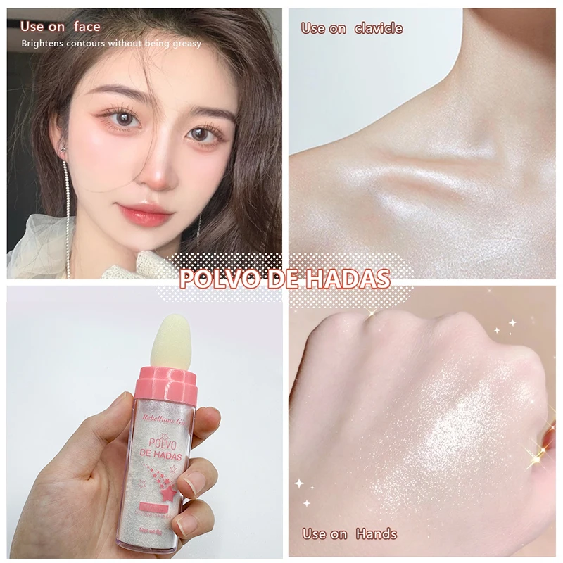 Fairy Powder Highlighter Stick Hochglänzender, glitzernder, schimmernder Kontur-Rouge zum Aufhellen und Definieren Ihrer Eigenschaften, Concealer
