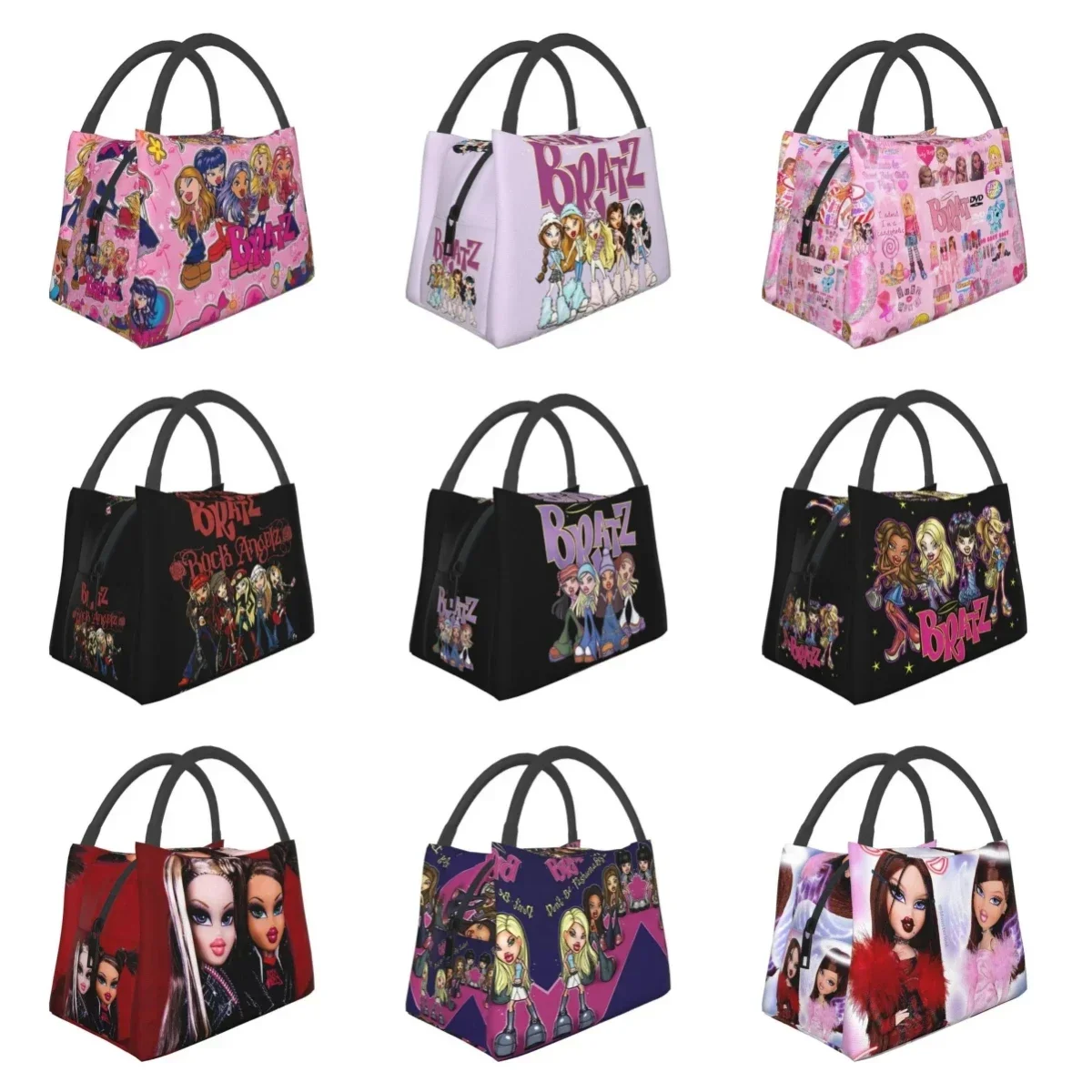 Bratz Doll Insulated Lunch Bag for Women Portable Cartoon Tv Movie Cooler Thermal Lunch Box Beach Camping Travel