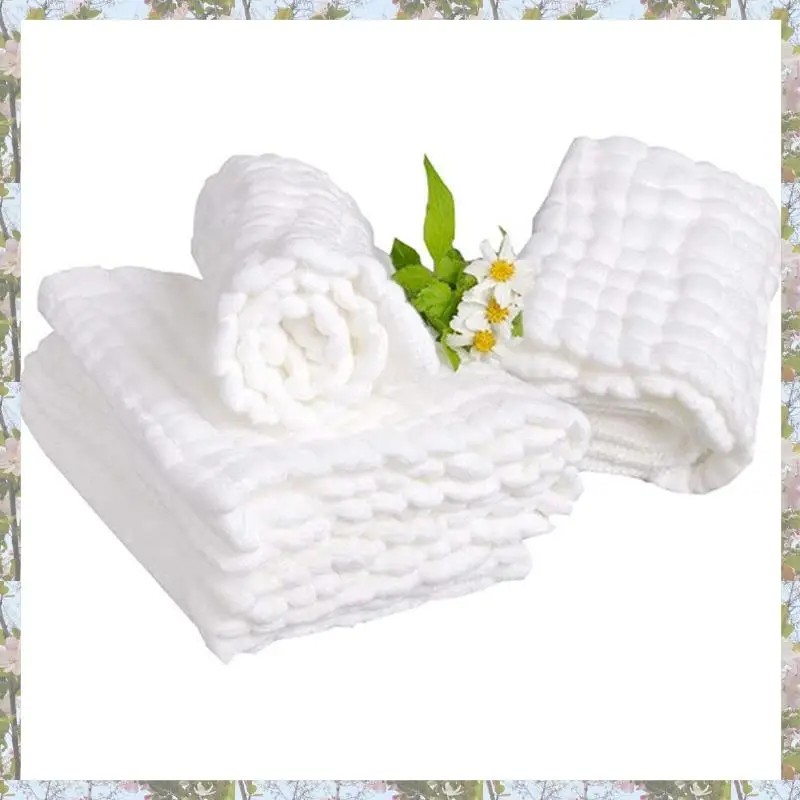 

Eco-Friendly-Baby Muslin Bath Towels, 40 Pack Of Reusable Soft Absorbent Cotton Baby Face Towel, For Baby's Delicate Skin White