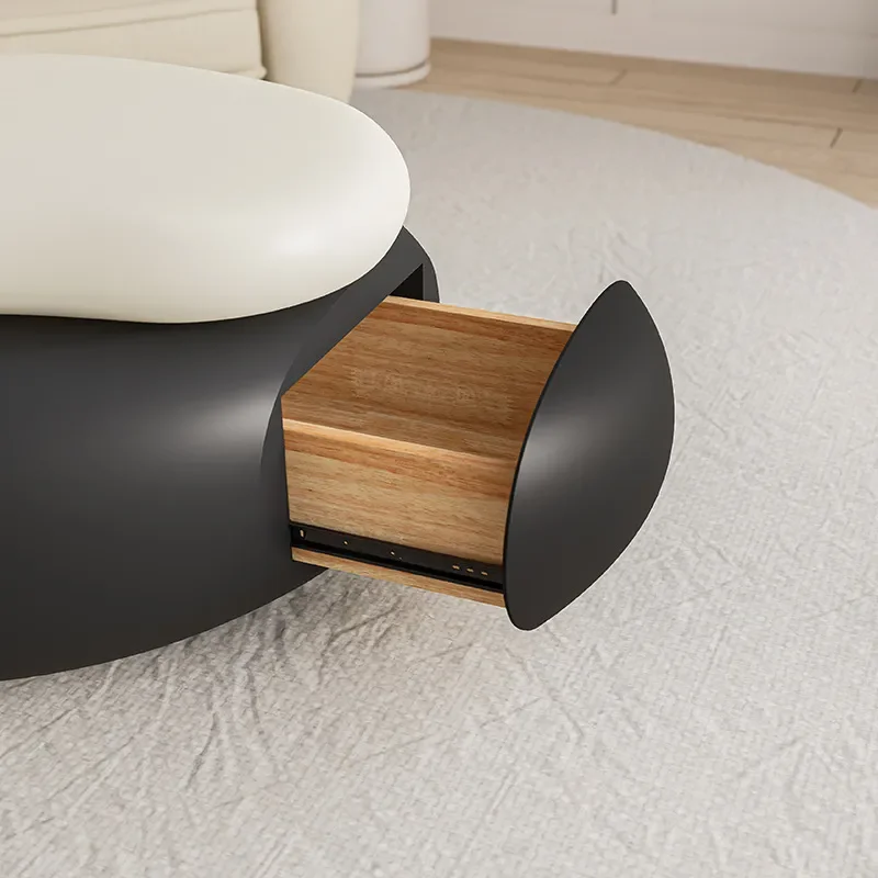 Modern Oval Coffee Table with Rotating Top Light Luxury Design for Living Room Small Apartment Home Furniture Movable Side