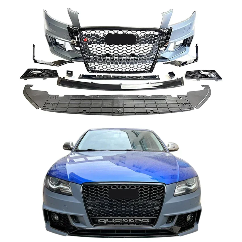 

Hot Sale Body Kit A4 B8 Upgrade to B9 Style RS4 Front Bumper with Grille with Quattro for Audi RS4 B8 Car Bodykit 2008-2012