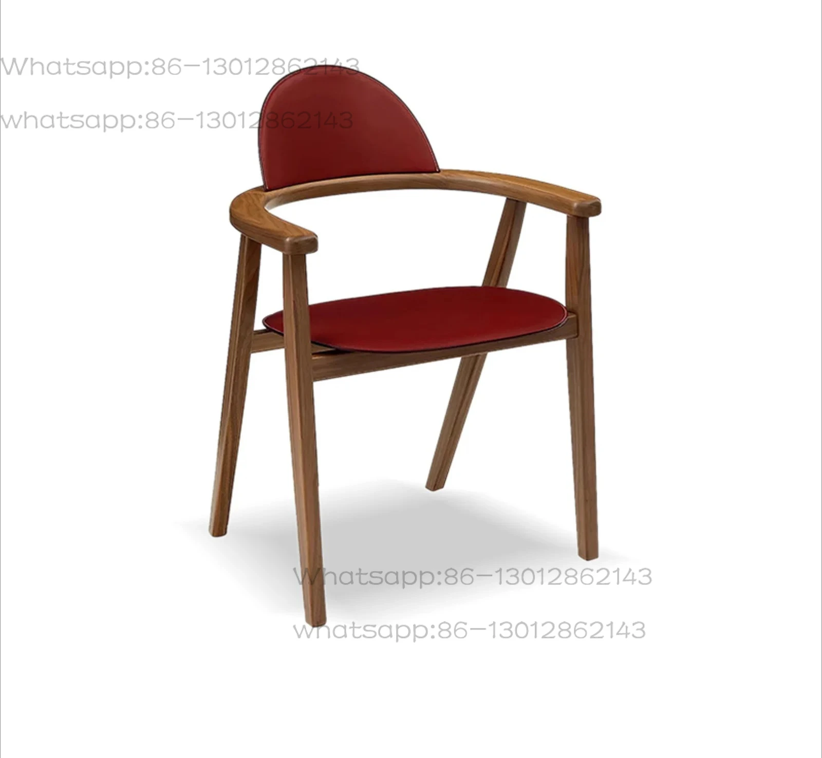 Walnut all leather dining chair study living room leisure chair