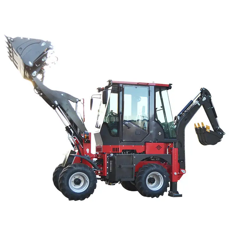 Backhoe Loader Small Excavator Loader 1000KG Hydraulic Articulated Front End Wheel Backhoe Loader Dual-Purpose