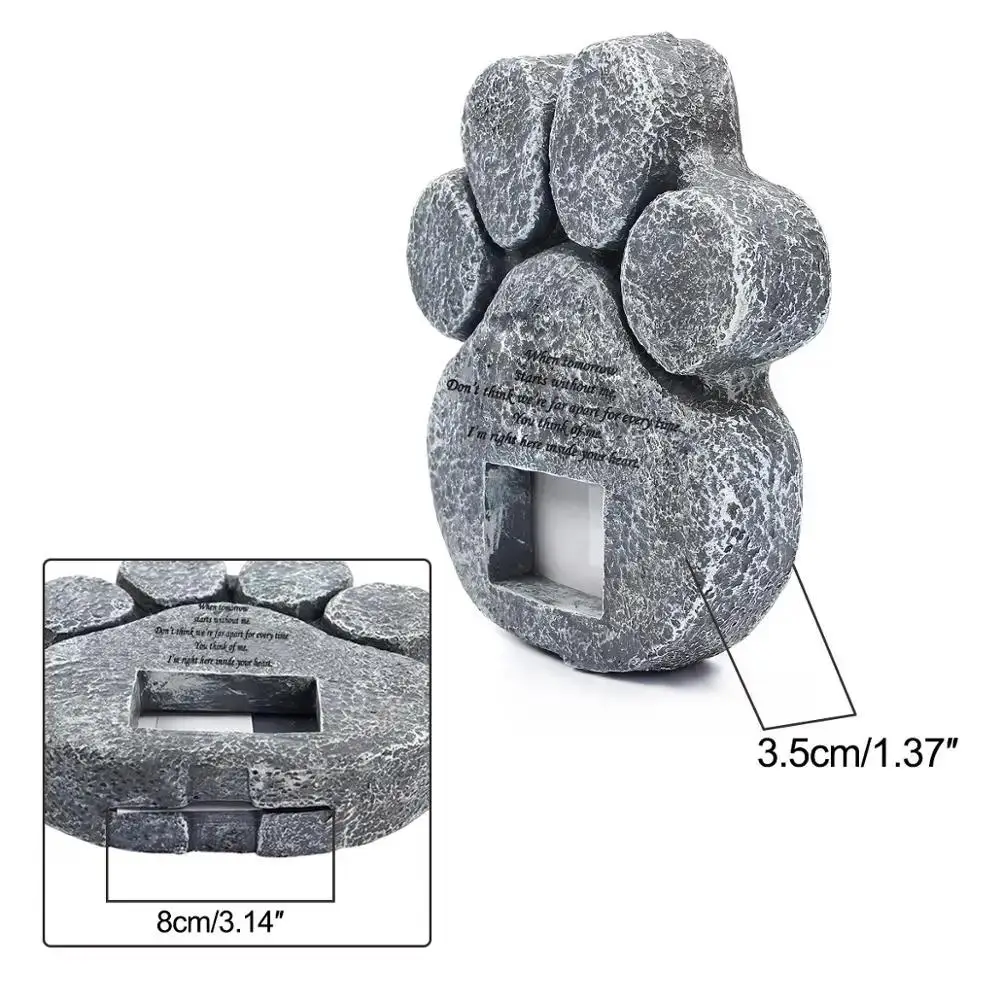 Pedras memorial para animais de estimação, para perda de pata de cachorro, presentes em forma de impressão, presentes para sepultura, memorial, animal de estimação, lápide, moldura, foto, gato