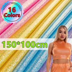 New 150cm*100cm Glitter Laser Polyester Fabric Iridescent Holographic Wedding Party Background Doll Clothing Decor Material DIY