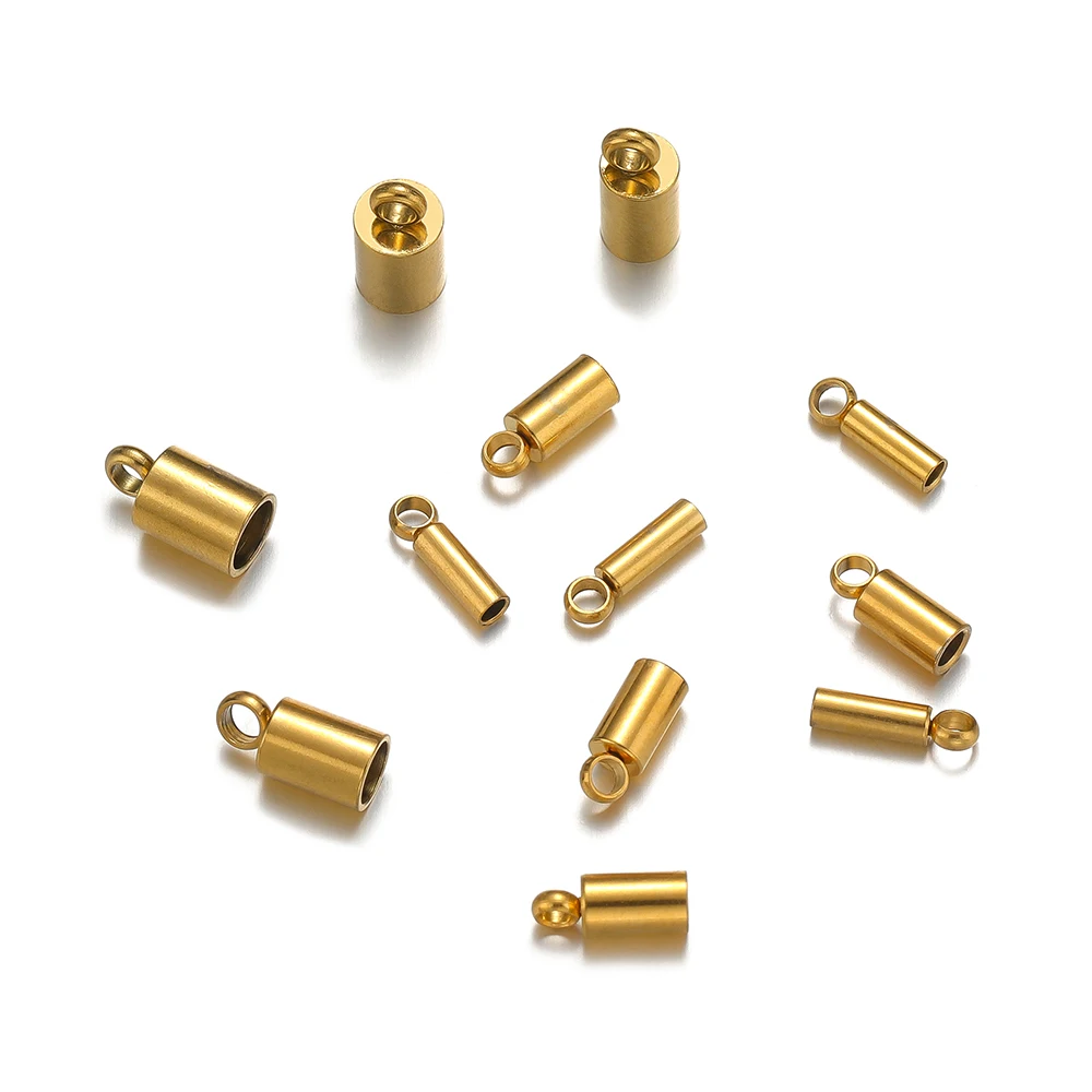 20pcs Stainless Steel Gold Plated Bucket Rope Cap Bead Caps for DIY Jewelry Making Bracelets Necklaces Accessories Findings