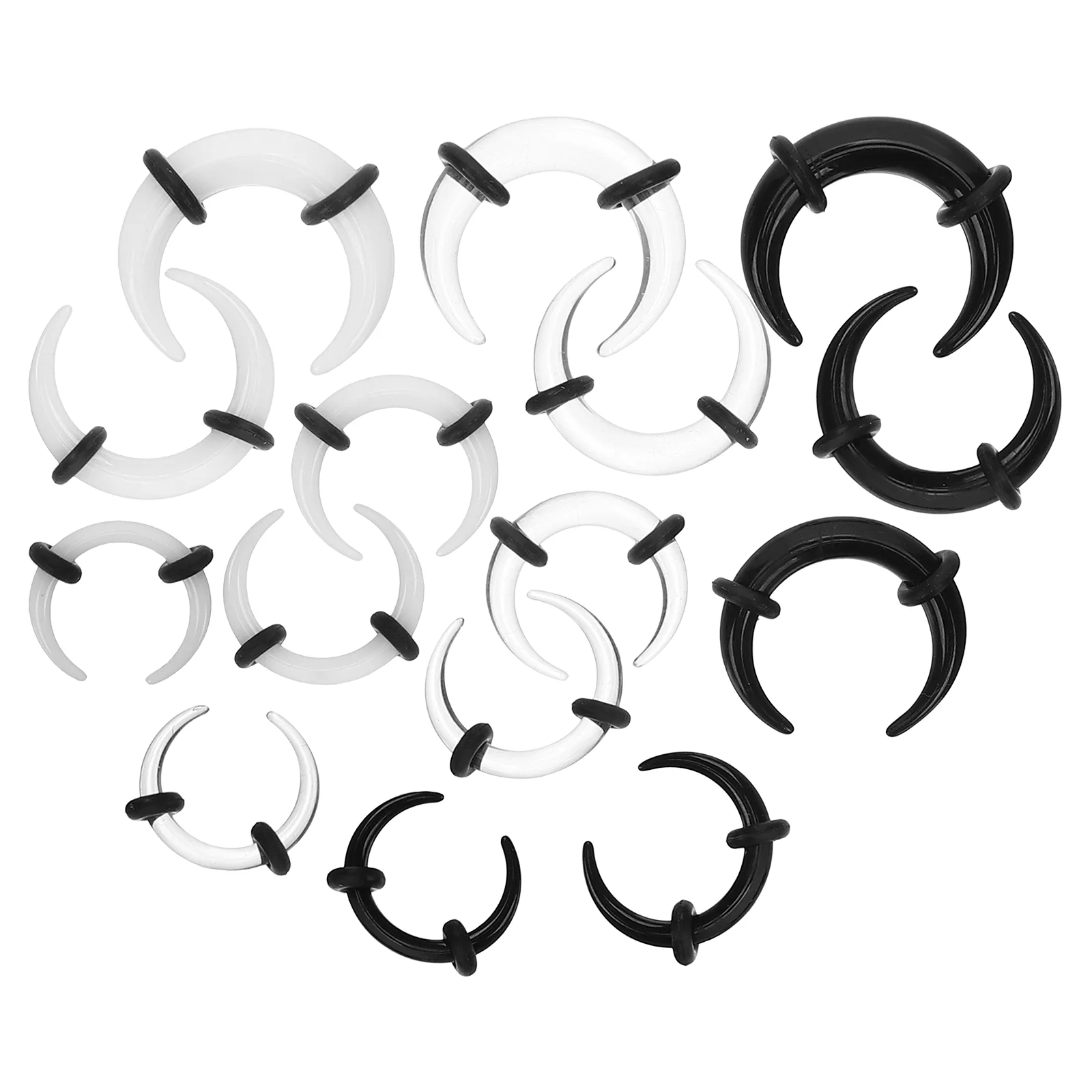 15 Pcs Transparent Ear Expansion Nose Ring Septum Rings Pincher Stretching Kit Cartilage Acrylic Jewelry