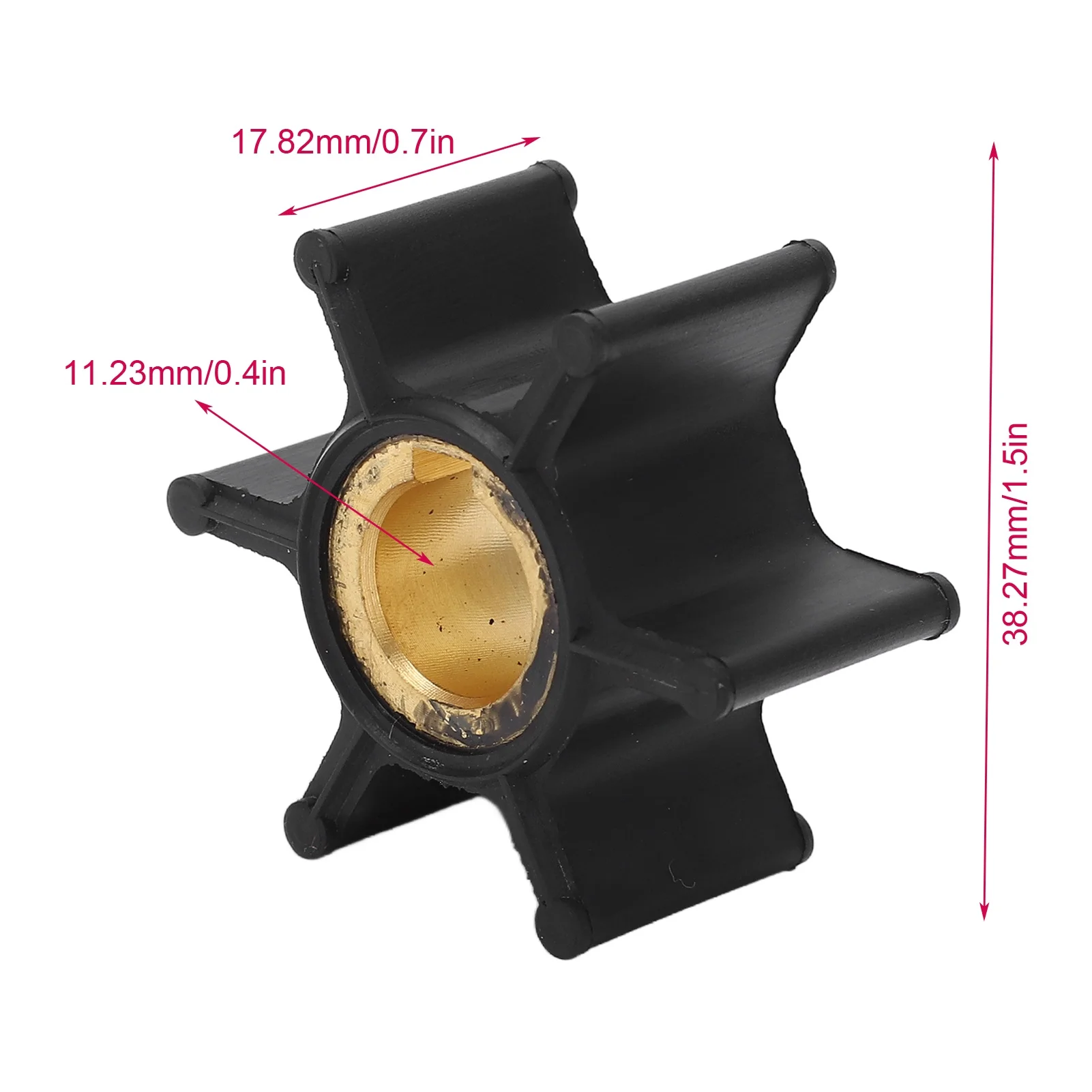 Outboard Engine Water Pump Impeller 0387361 6 Blades Replacement for Johnson Evinrude 2hp Motor 1985‑1990