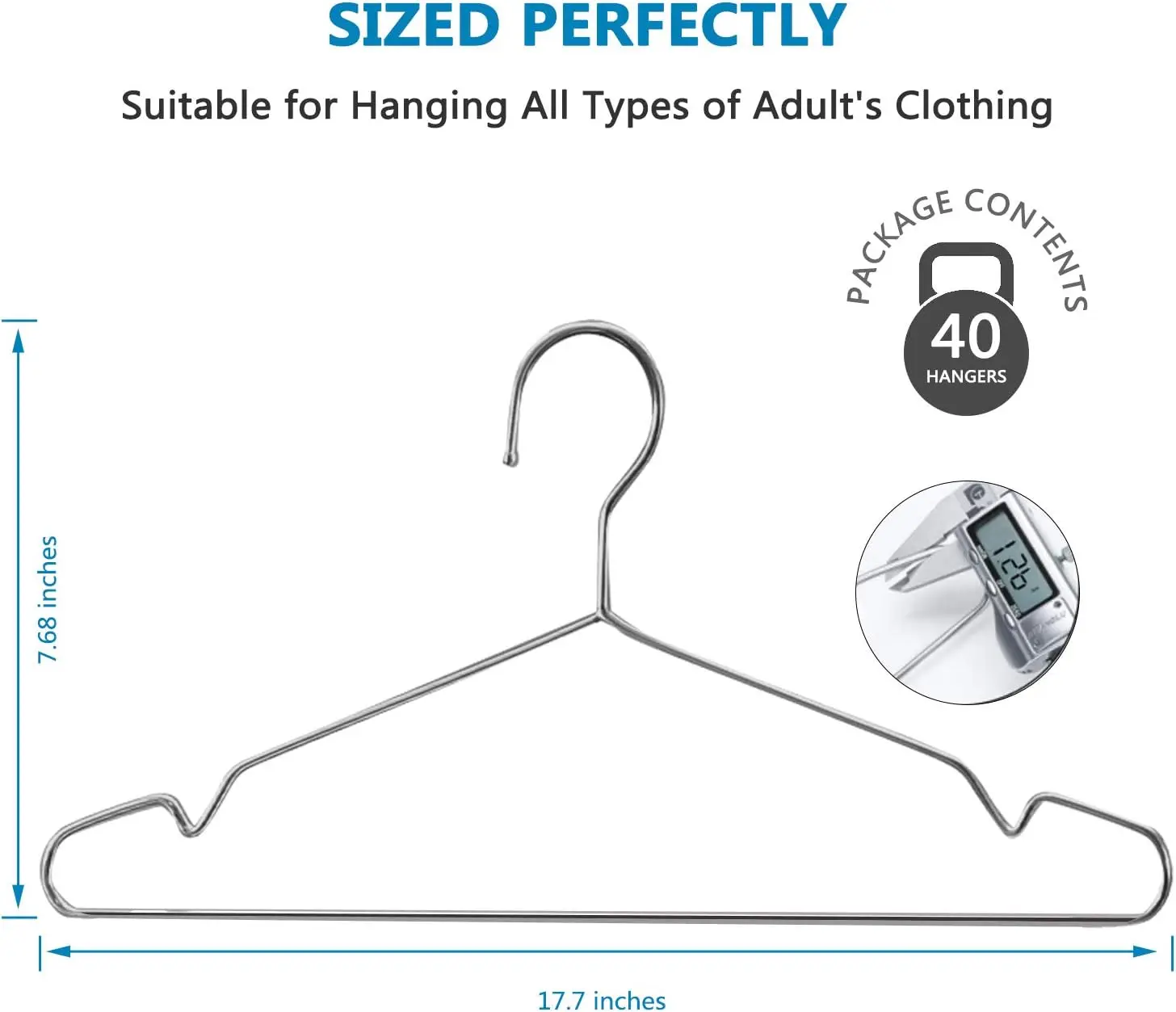 Wieszaki druciane - 45 cm wytrzymałe wieszaki ze stali nierdzewnej (50 sztuk)