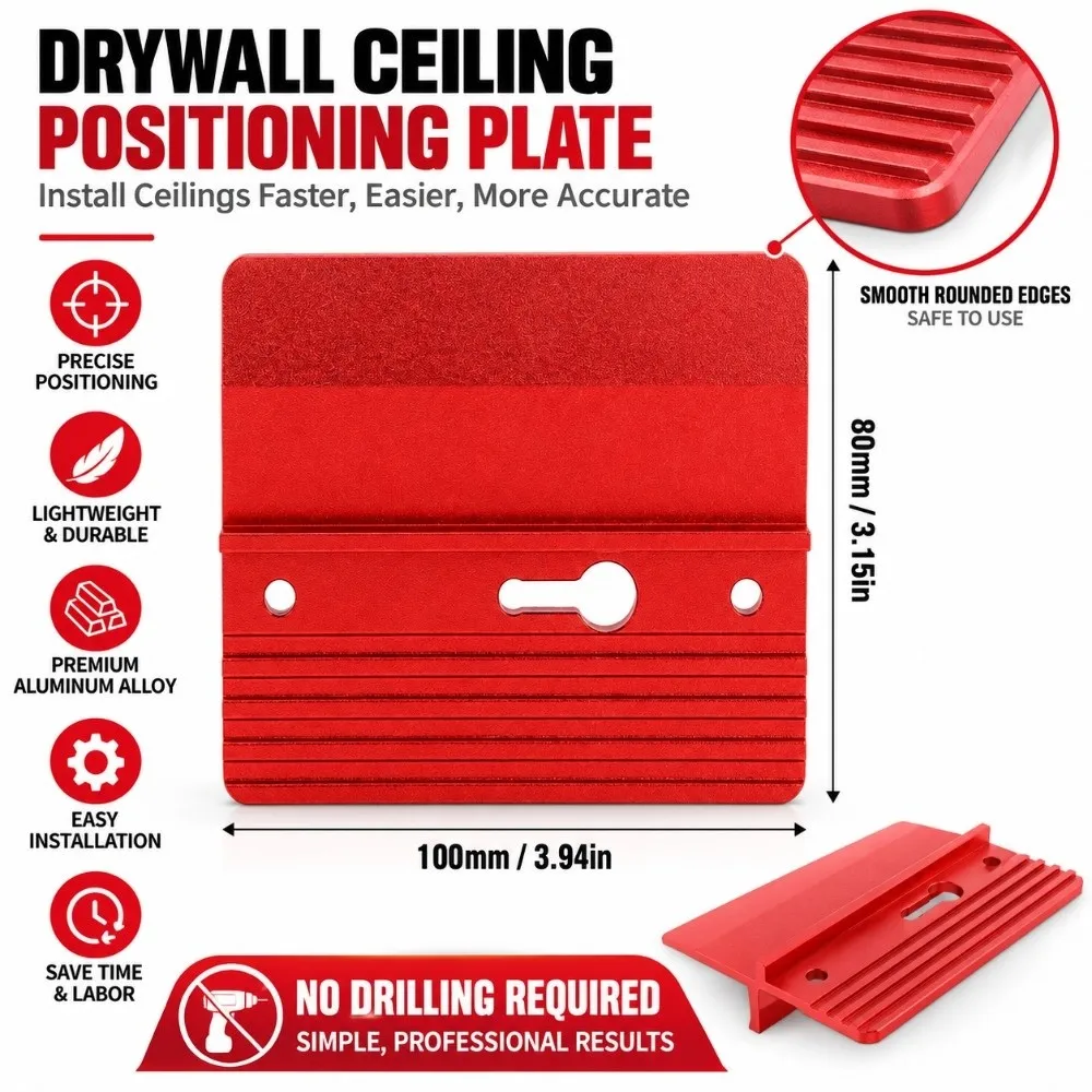 Aluminum Alloy Drywall Fitting Tool Red Precise Positioning Roof Plaster Fixing Board Durable Plaster Positioning Board