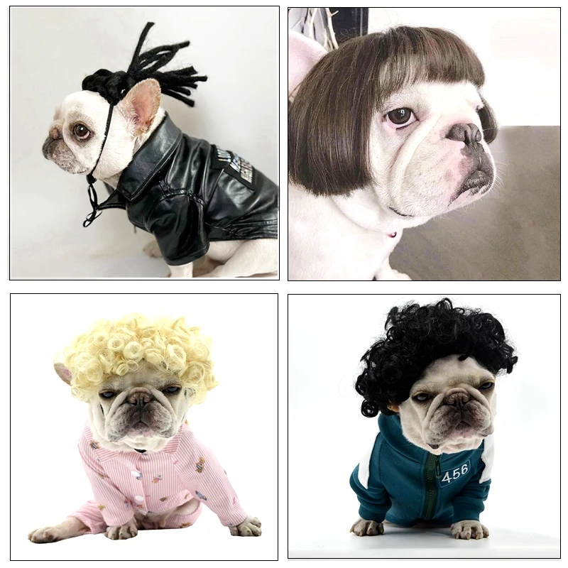 Halloween Pet Wigs Dog Wigs Halloween Pet Accessories Curly Hair Straight Hair Cat Wigs Pet Fun Photo Props Pet Cat Supplies