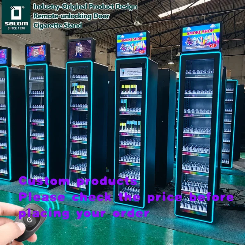 custom.European Remote Unlock Door Metal Display Cabinet Smoke Shop Gas Station