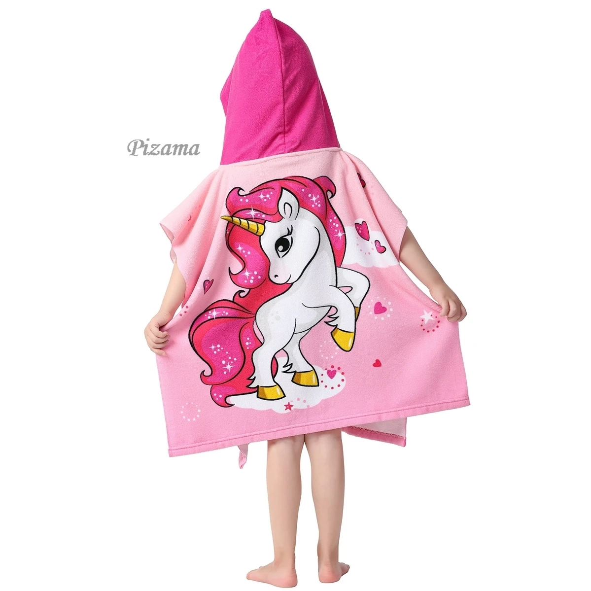 Kids Toddlers Hooded Poncho Towel Childrens Beach Swimming Changing Robe Unicorn Wrap Multi-Functional Children\'s Beach Towels