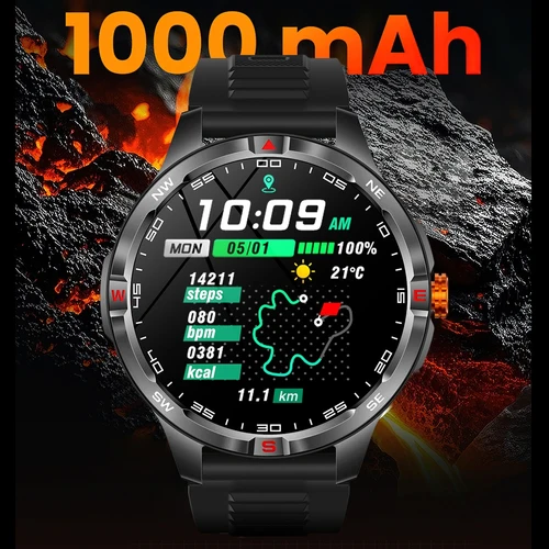 Imagen 2 del producto Reloj inteligente militar para hombre con GPS, resistente al agua hasta 5ATM, deportivo, batería 1000, brújula, monitoreo de salud, llamadas Bluetooth, relojes inteligentes