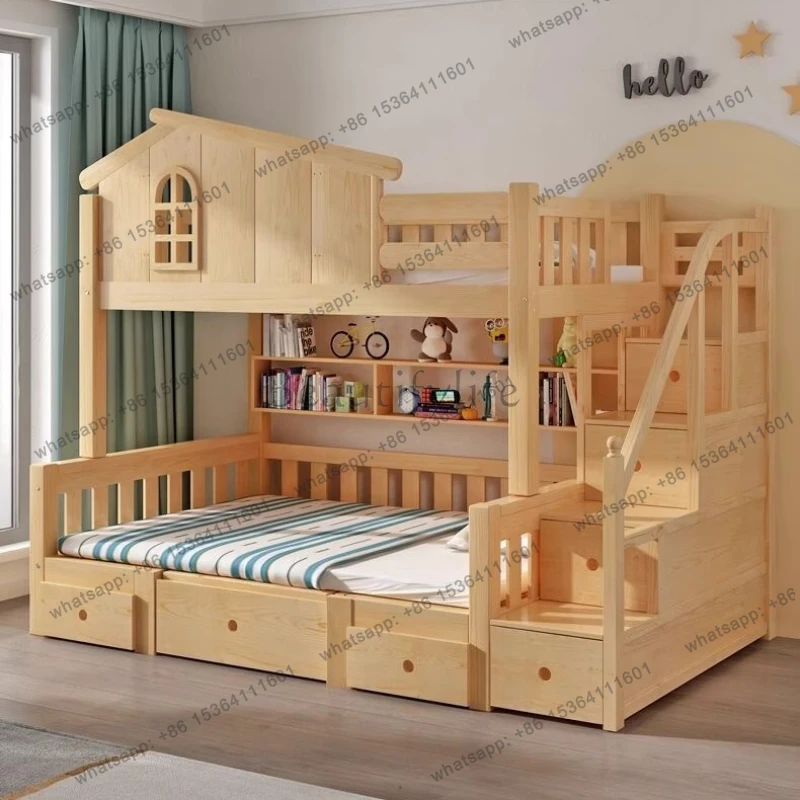 150x200cm bedroom Slide kids bed 2 people luxury king size frame full queen Drawer storage bunk beds mattress wooden furniture