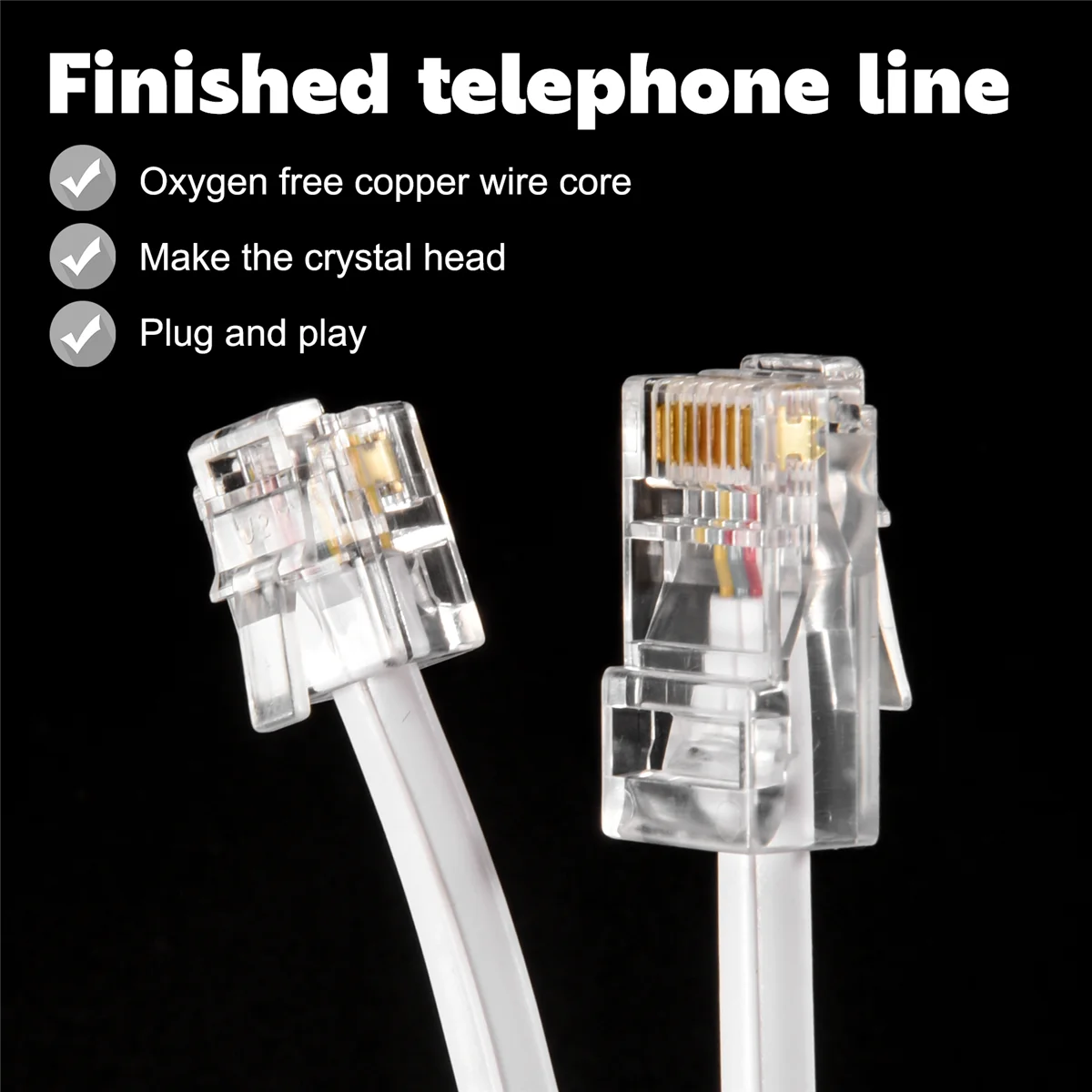 A46T RJ11 6P4C a RJ45 8P4C Cable de extensión de Internet de teléfono modular 3 metros