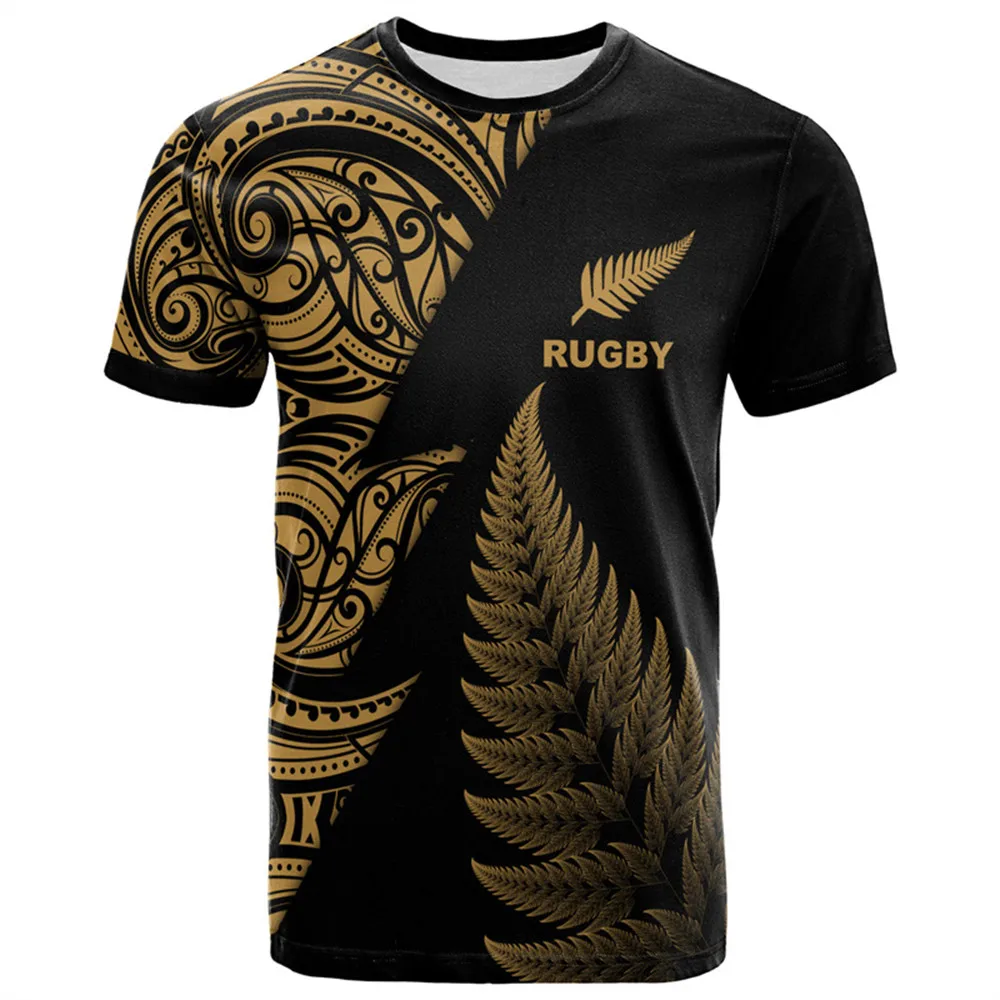 Maori Kaos Oblong motif bola Rugby 3D Selandia Baru kaus olahraga Fitness cepat kering untuk pria Fashion anak pakaian Gym Hawaii atasan