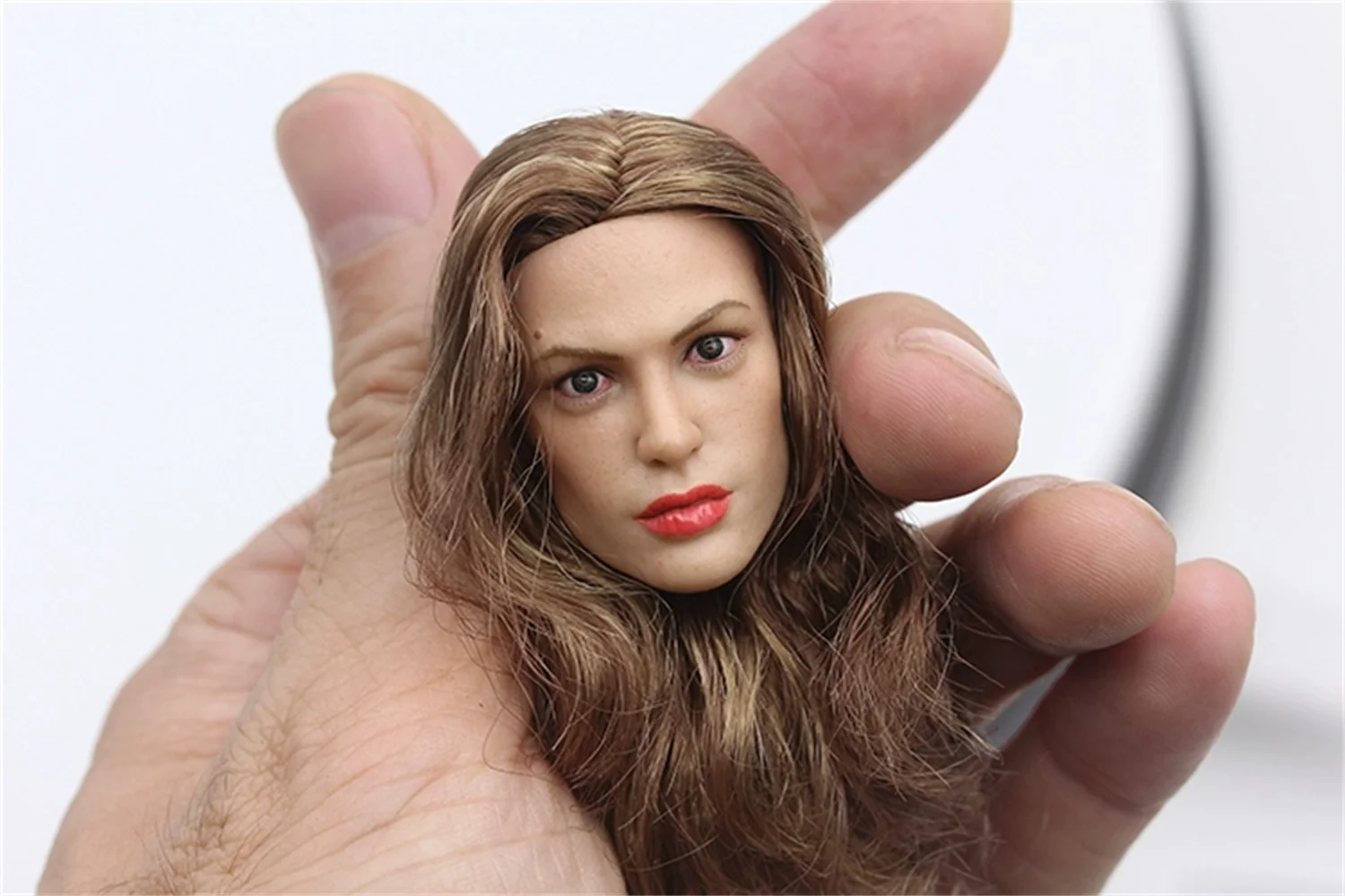 Cabeza femenina tallada Angelina Jolie 1/6 rizos pelo Sutan modelo apto 12 ''figura de acción PH TBleague cuerpo HObbies Juguetes