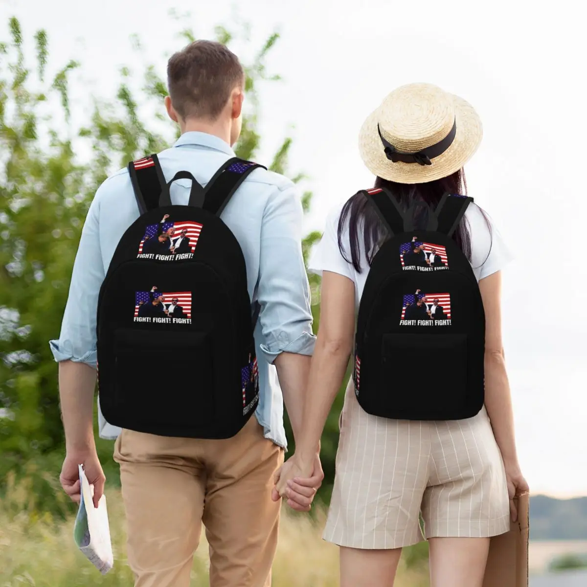 Presidente Trump luta mochila para homens e mulheres, adolescente estudante trabalho mochila, sacos de lona da faculdade, durável, 2024