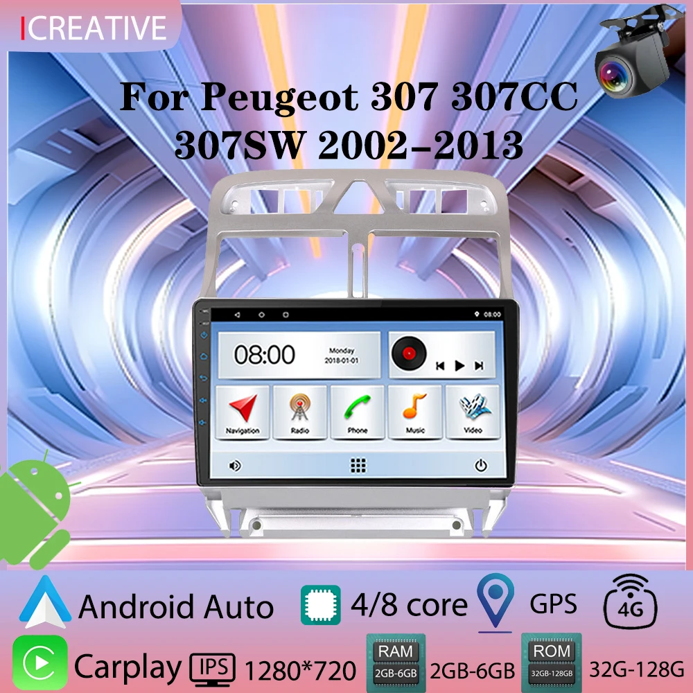 

Car Radio for Peugeot 307 307CC 307SW 2002-2013 Multimedia Carplay Player Stereo Auto Audio Headunit Android 9'' Navigation GPS