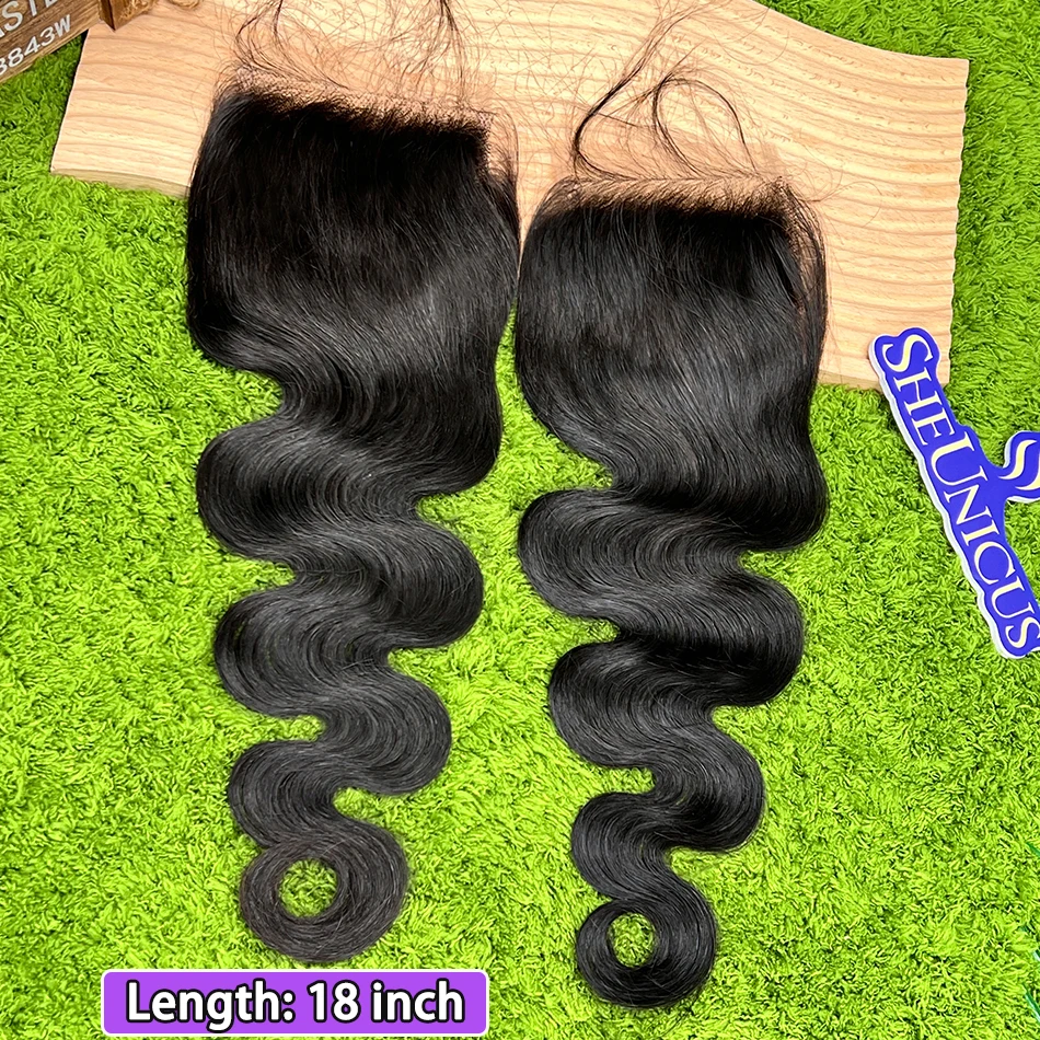 

Натуральные черные волосы Body Wave 4x4 HD с прозрачной невидимой кружевной застежкой, предварительно выщипанные, с осветленными узлами, из необработанных натуральных человеческих волос.