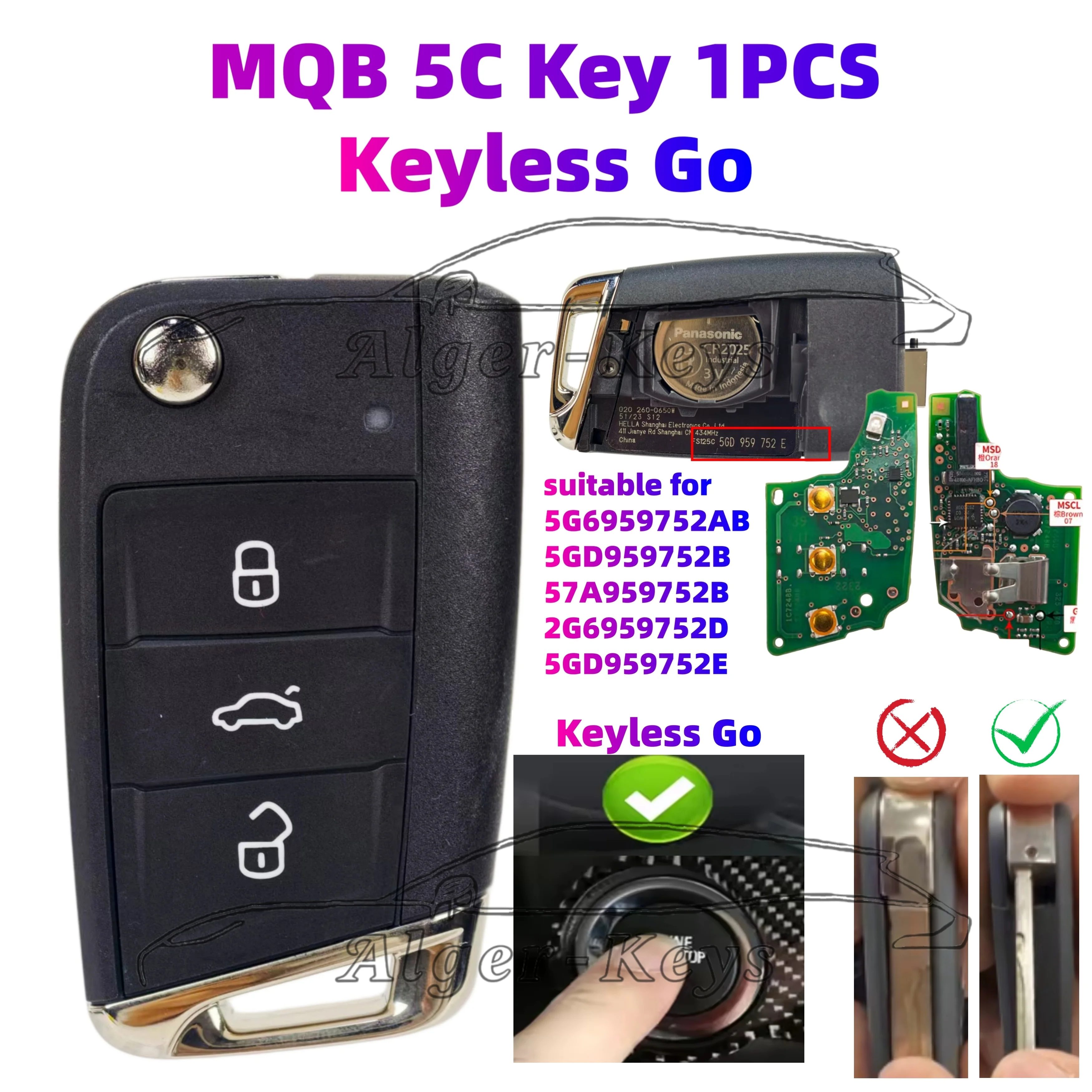 Alger-keys Original MQB49 5C5D BDC 2 BDC 3 Key For B8 Golf 8 X3 X5