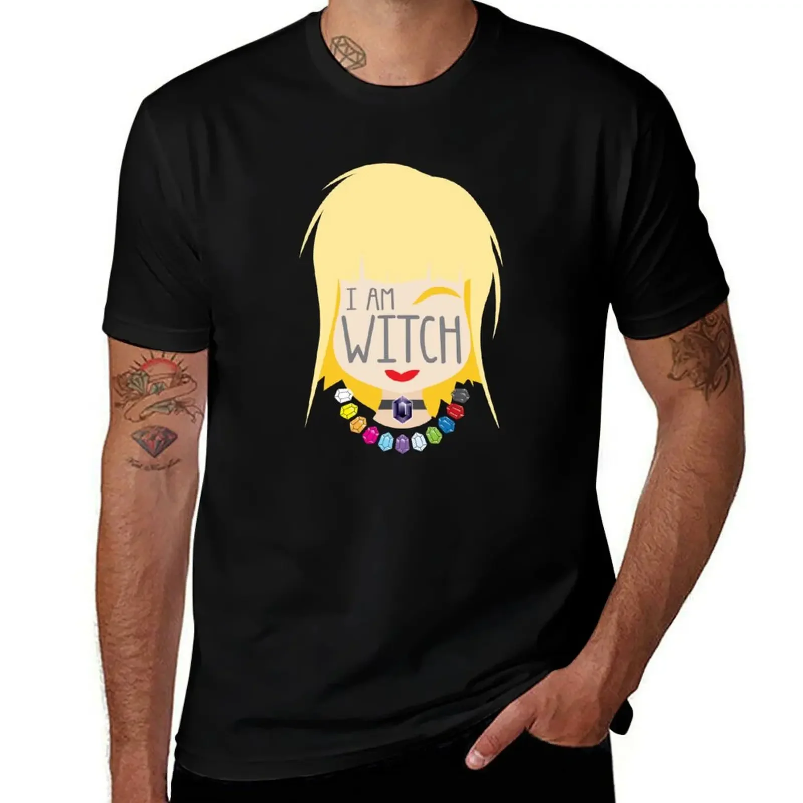 

I AM WITCH blonde girl with Black Jewels Jaenelle T-Shirt customs anime clothes mens cotton t shirts