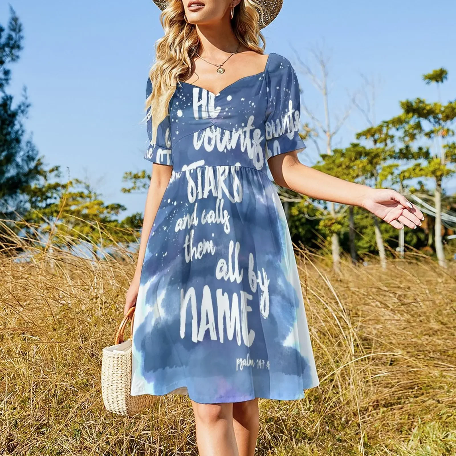 He Counts the Stars and Calls them All By Name Short-Sleeved Dress summer dress korean women summer women's suit