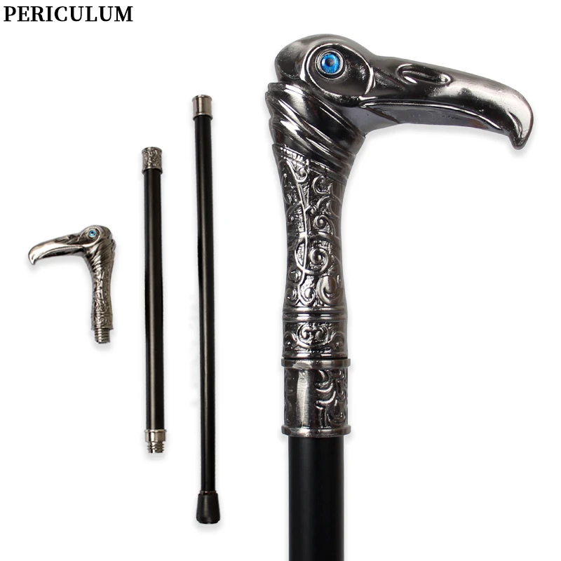 Silver Plague Doctor Bird Beak Walking Cane Vintage Eagle-Head Detachable Walking Stick Cosplay Party Prop for Men And Women