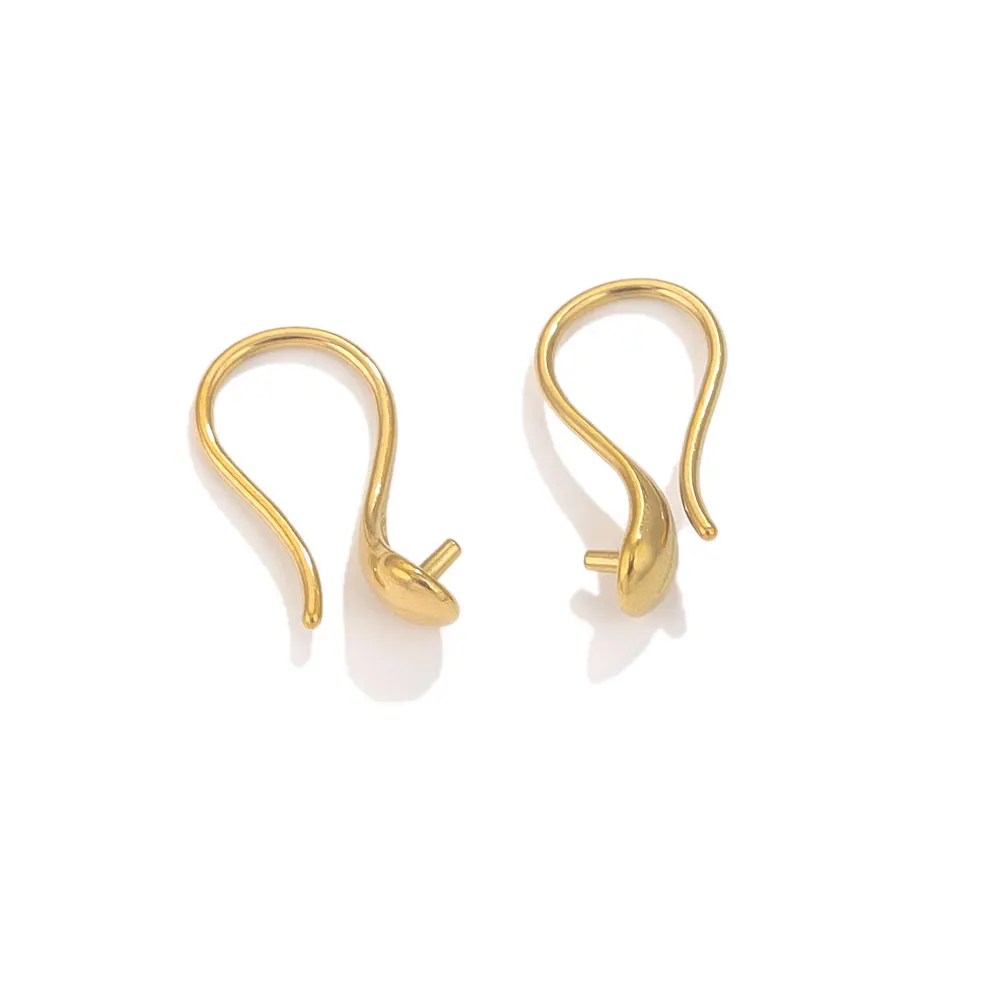 10pcs/lot Stainless Steel Earrings Hooks with Pearl Ear Wire Mounting DIY Pearls Earring Findings Jewelry Parts Accessories
