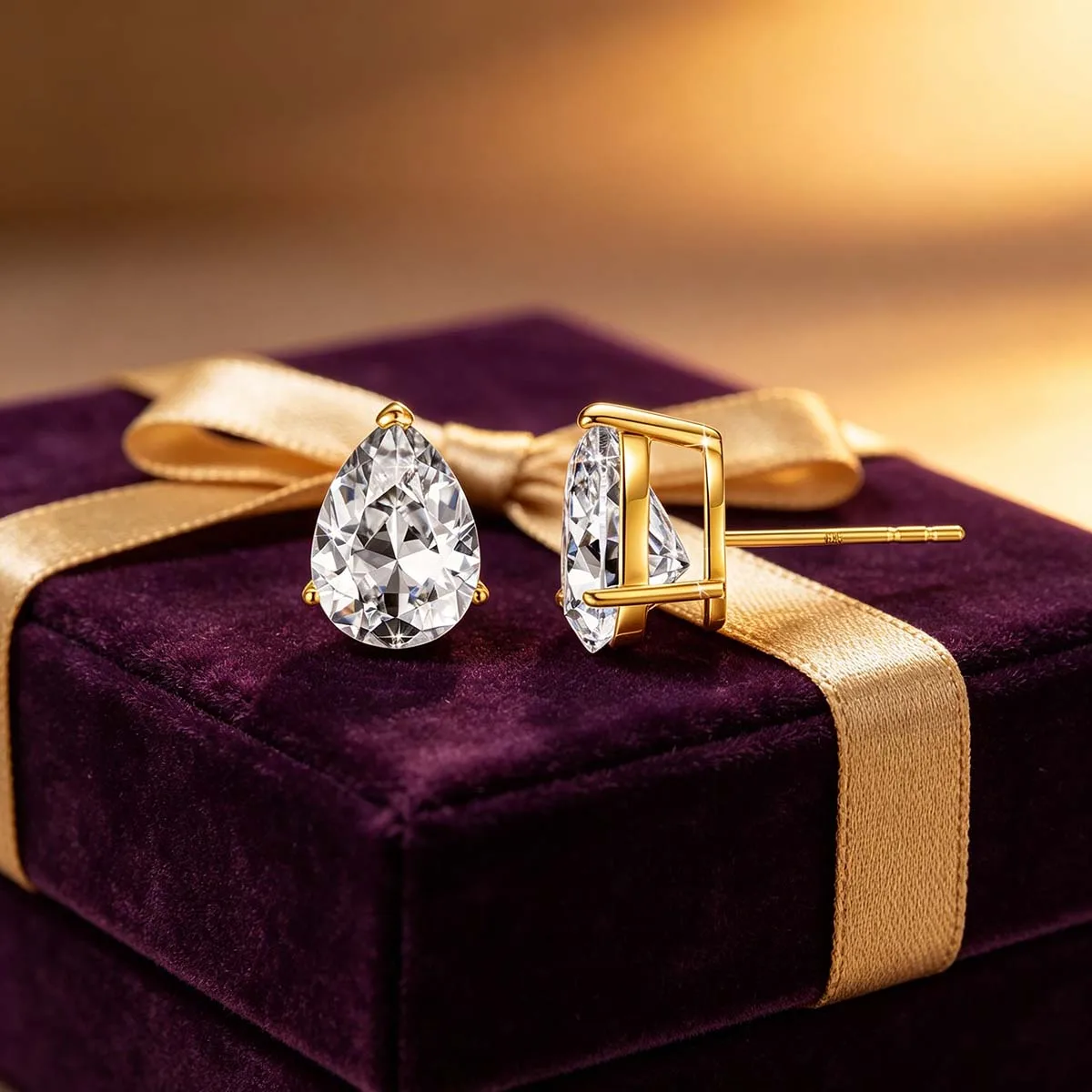 

Real 14k Gold Certificate 1ct 2ct Pear Cut Moissanite Stud Earrings VVS AU585 Water Drop Diamond Earring Jewelry Valentines Gift