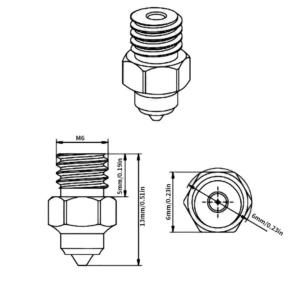 Boquilla para extrusora Sprite S1, Pieza Impresa en 3D, acero endurecido, resistencia a altas temperaturas, 0,4/0,6/0,8mm, 2/5/7 unidades