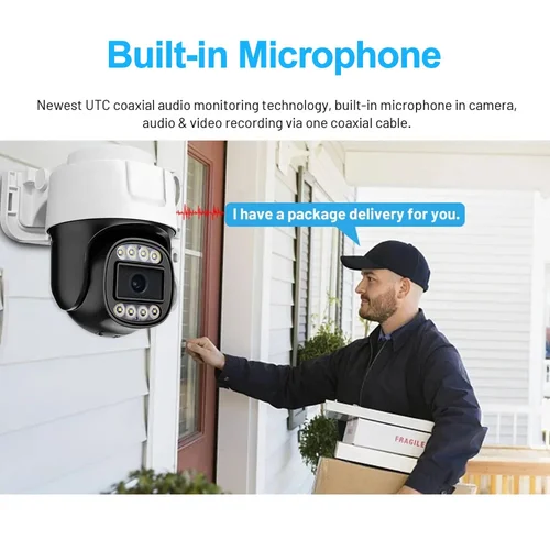 Imagen 2 del producto Cámara PTZ AHD de 2MP para Exteriores, Visión Nocturna a Todo Color, UTC, Coaxial BNC, Audio Coaxial, Control PTZ, TVI CVI 4en1, Cámaras de Seguridad Analógicas