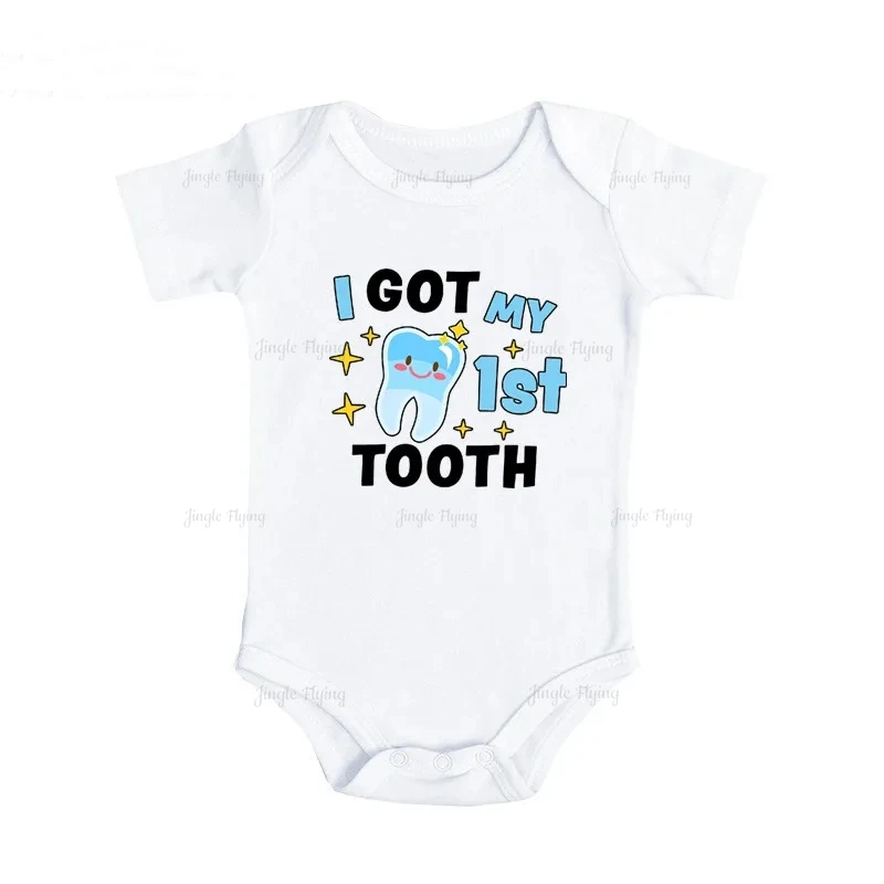 Infant Bodysuits I Got My First Tooth Cute Baby Romper Summer Jumpsuit Outfits Onesie Funny Boys Girls Gift Clothes Baby Onesie