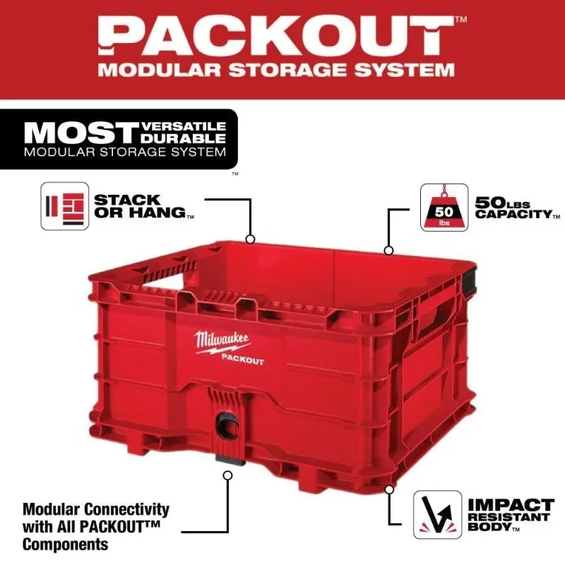 Milwaukee 48-22-8440 PACKOUT™ Crate MILWAUKEE Cordless Drill Impact Wrench Power Tool Accessories Storge Box Tool Box