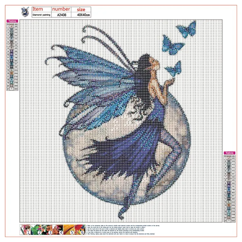 5D Full Drill Fairy And Butterfly Diamond Painting Kits Farmhouse Diamond Embroidery Handmade Gift Home Decor-40X40cm